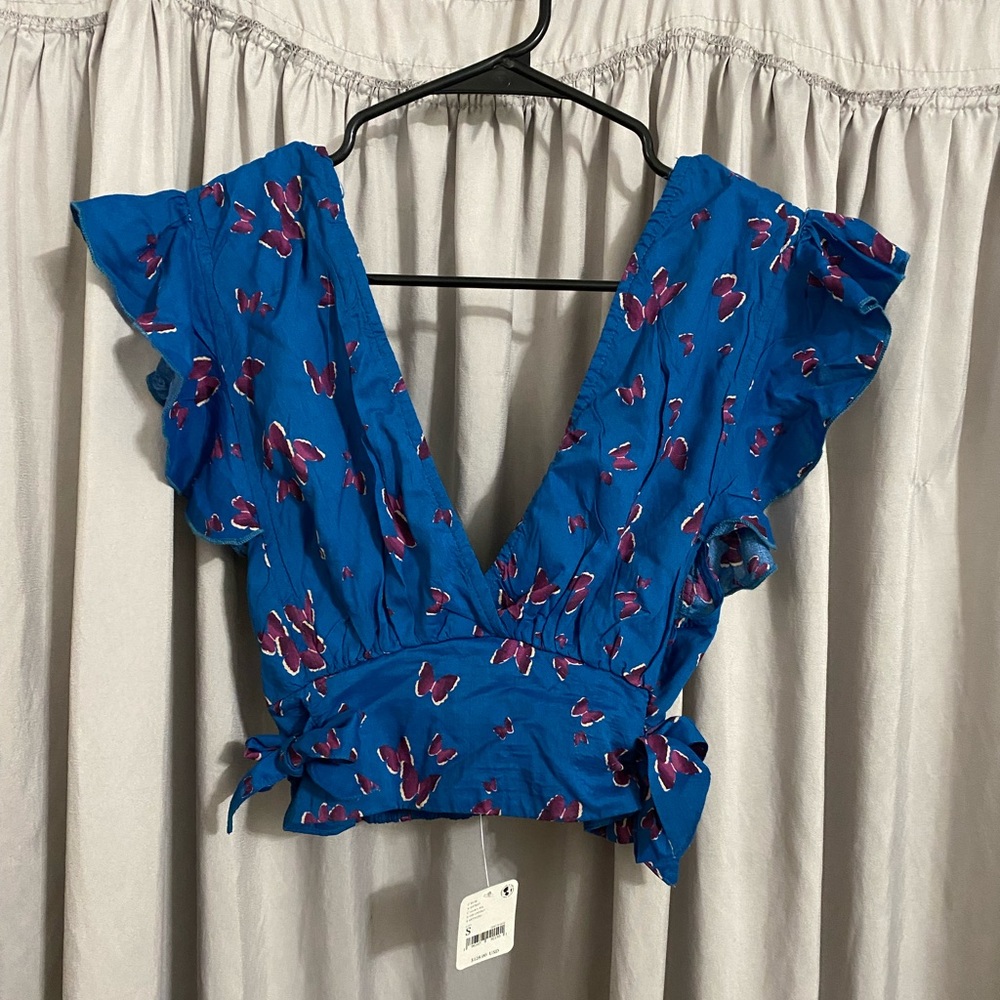 Free People ruffle crop top